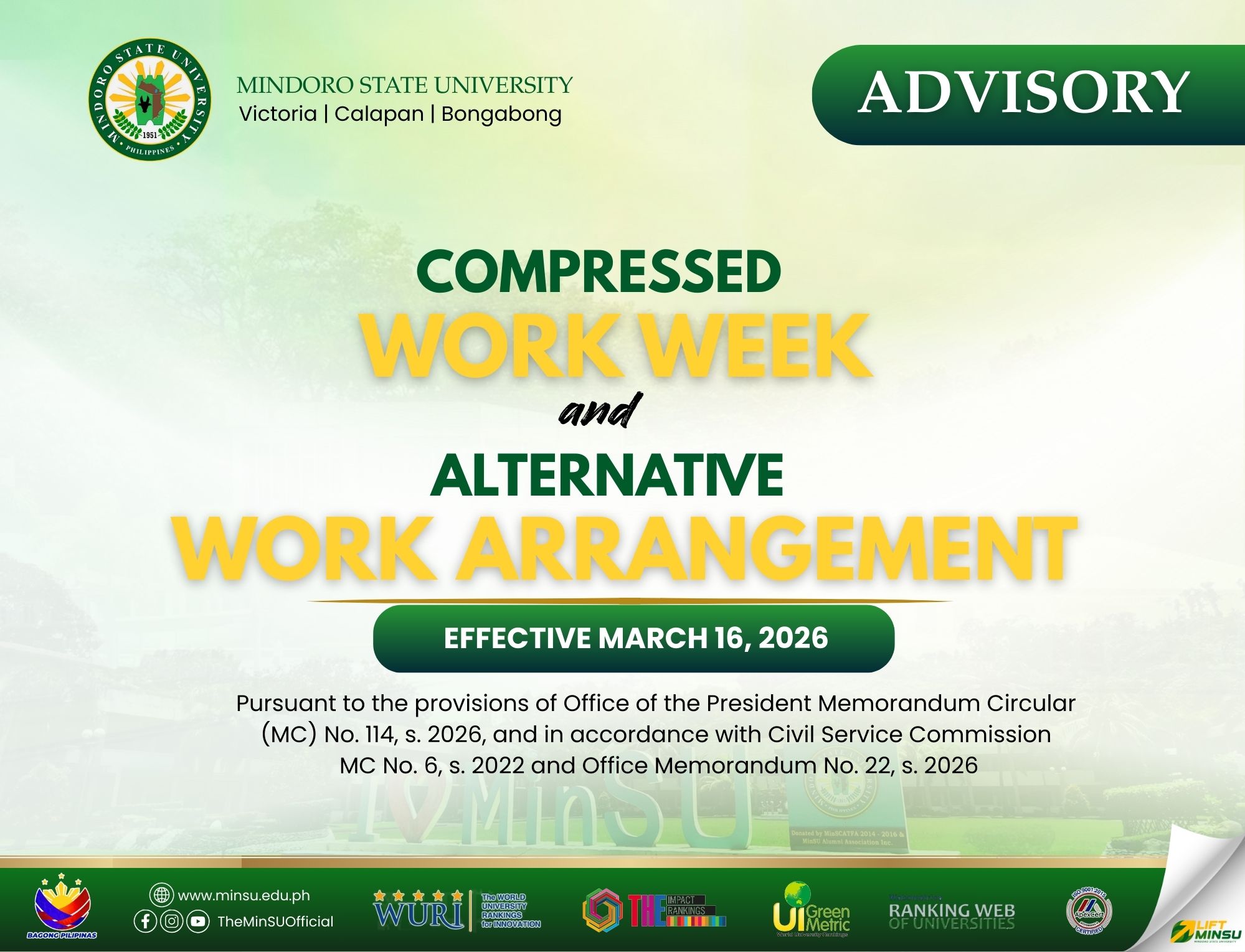 MinSU adopts compressed workweek, hybrid schemes starting March 16