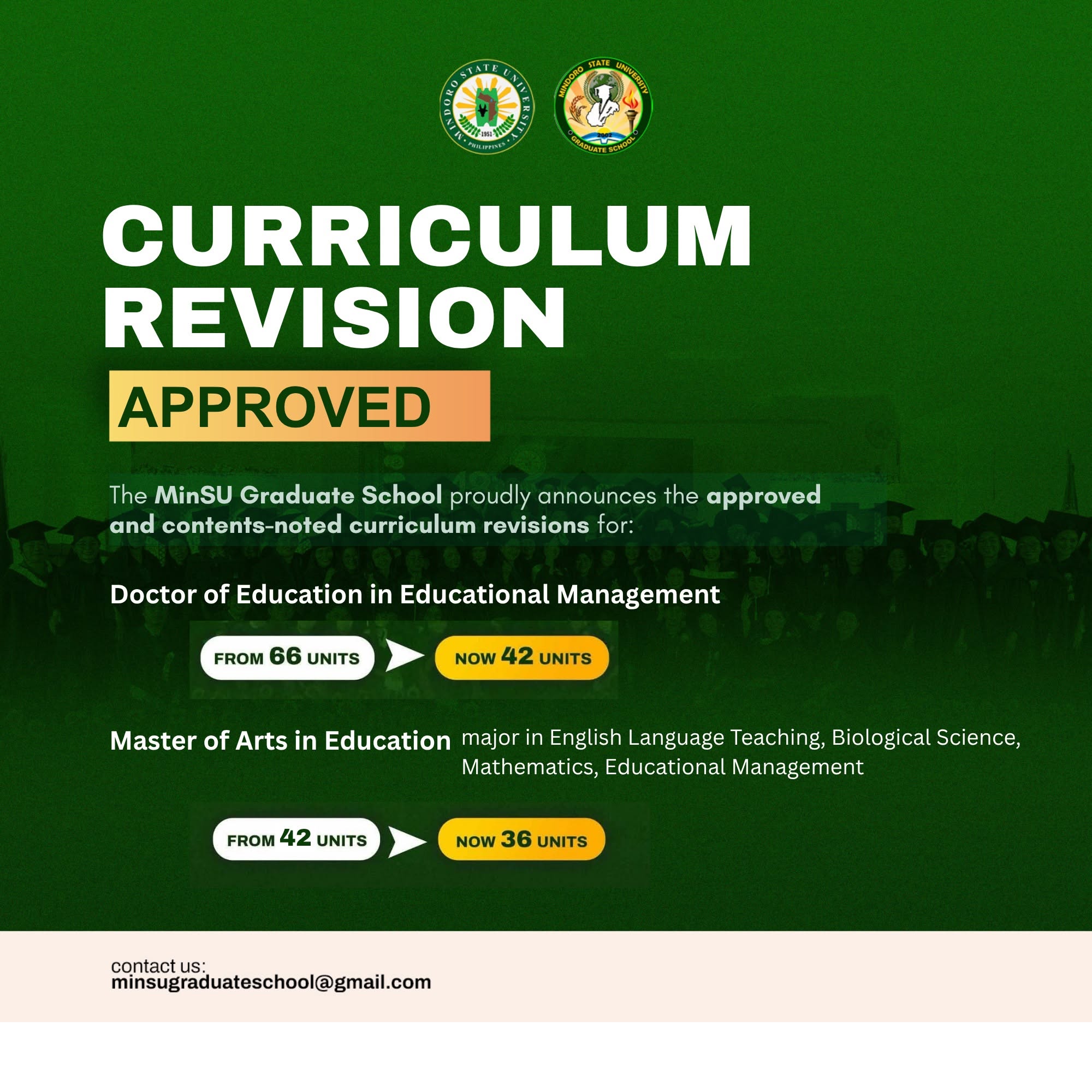 Graduate School rolls out revised curricula, reduced unit requirements